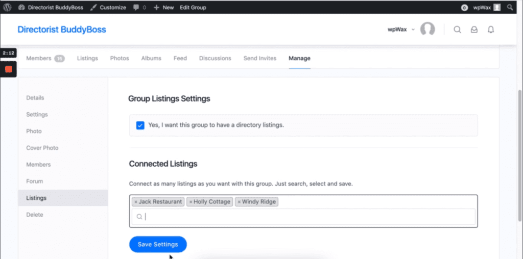 Directorist & BuddyBoss Integration - connected listings in groups