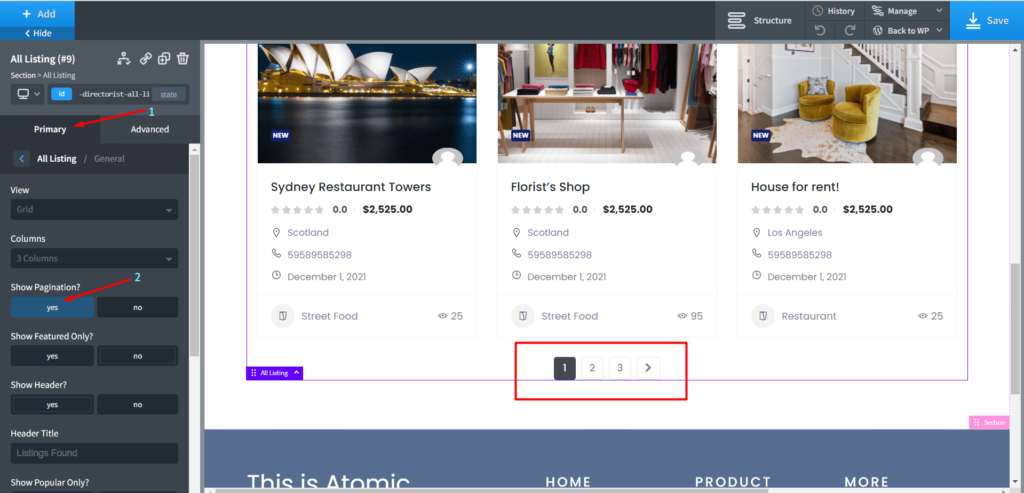 Create a Directory Website Using Oxygen Page Builder - all listing page pagination