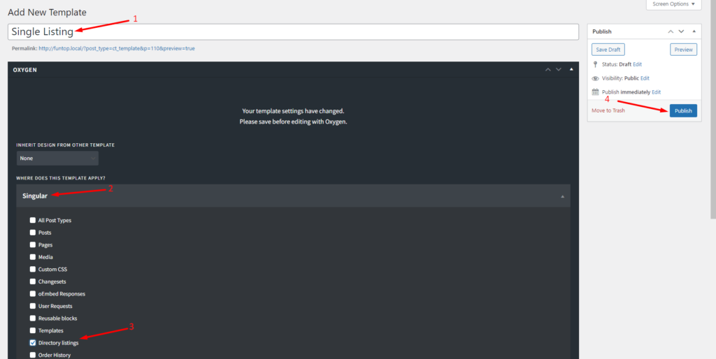 Create a Directory Website Using Oxygen Page Builder - single listing page configuration