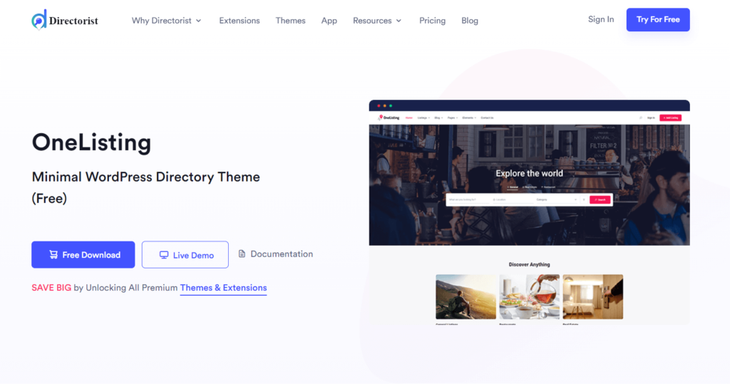 create a real estate directory website - OneListing free theme