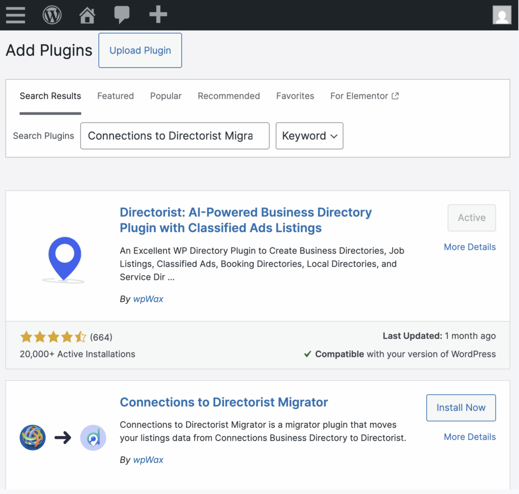 Connections to Directorist Migrator plugin