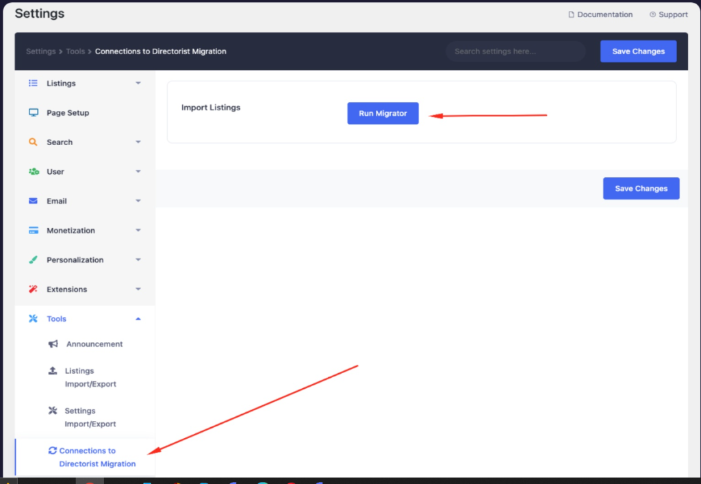How to migrate Connection Directory to Directorist- Navigate to Directorist 