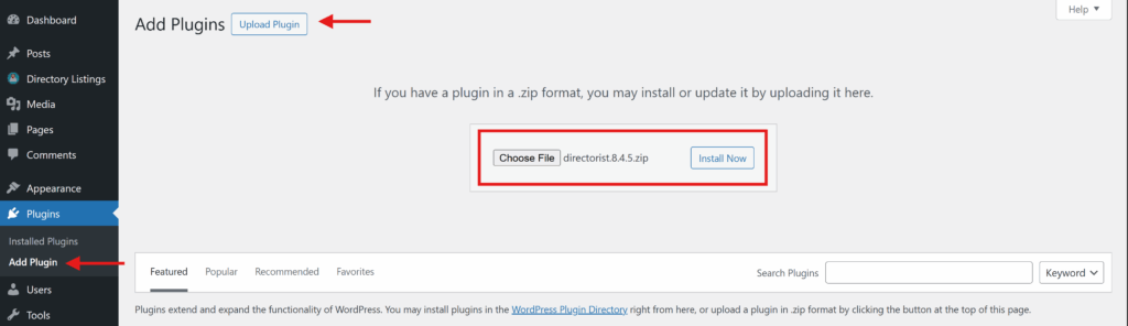 how to install wordpress directory plugin