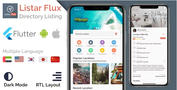 Best Business Directory Mobile App Templates- Listar Flux 