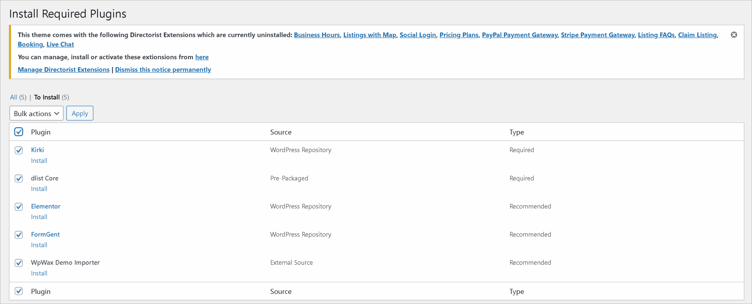 Install required plugins