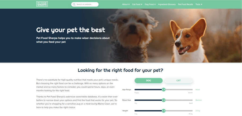 Pet Food Directory Websites 