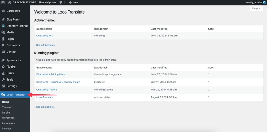 How to Translate or Change Directorist Strings with LocoTranslate