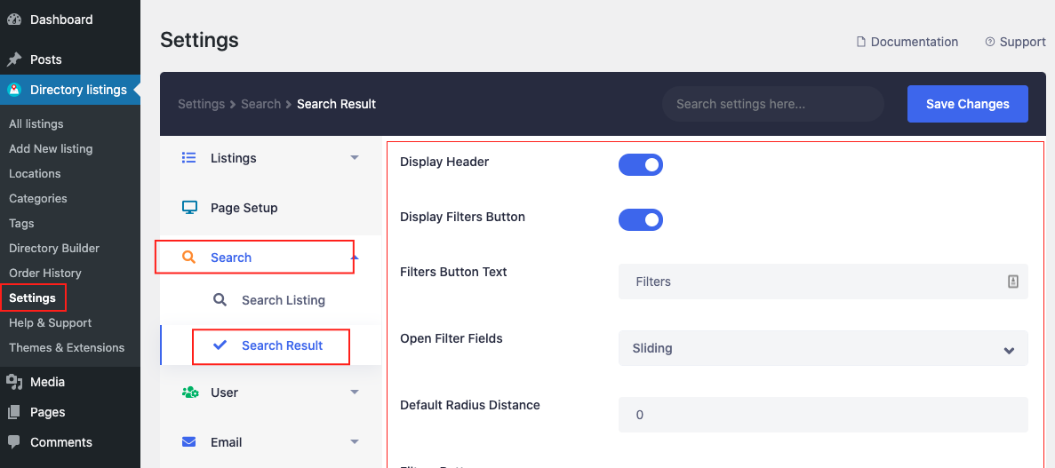 Advanced Filter in All Listings Page - Docs