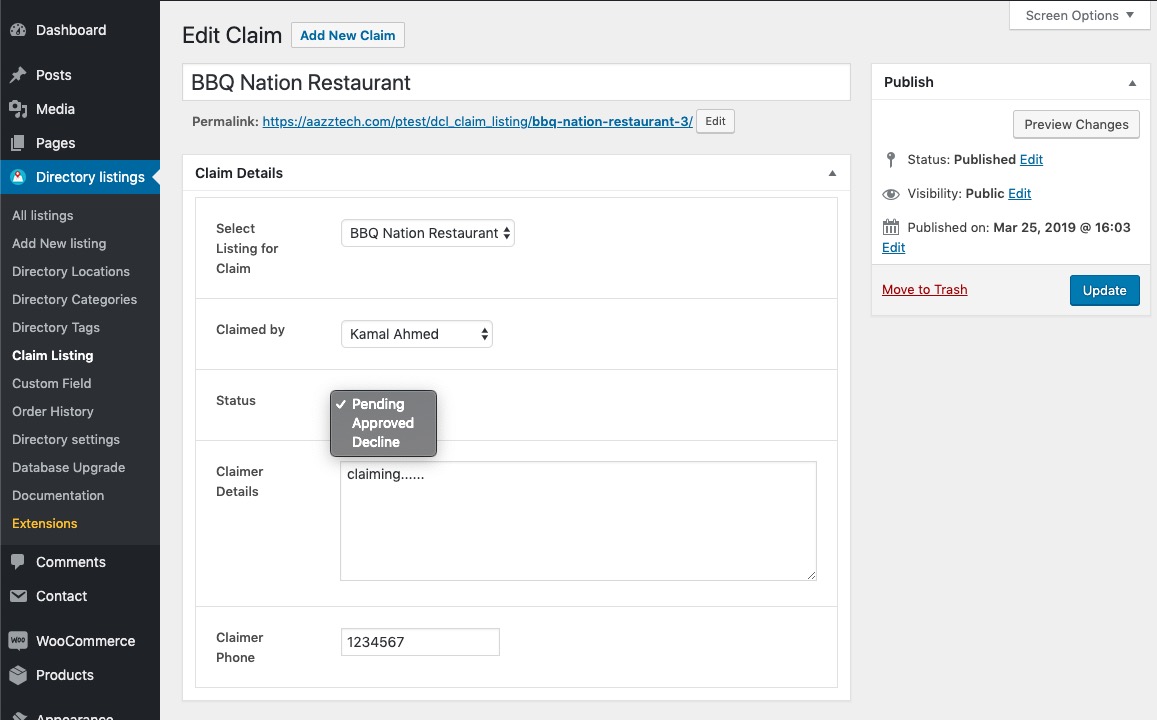 Claim View or Moderation UI