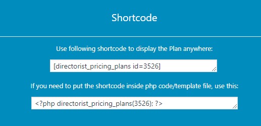 Shortcode for displaying a single plan