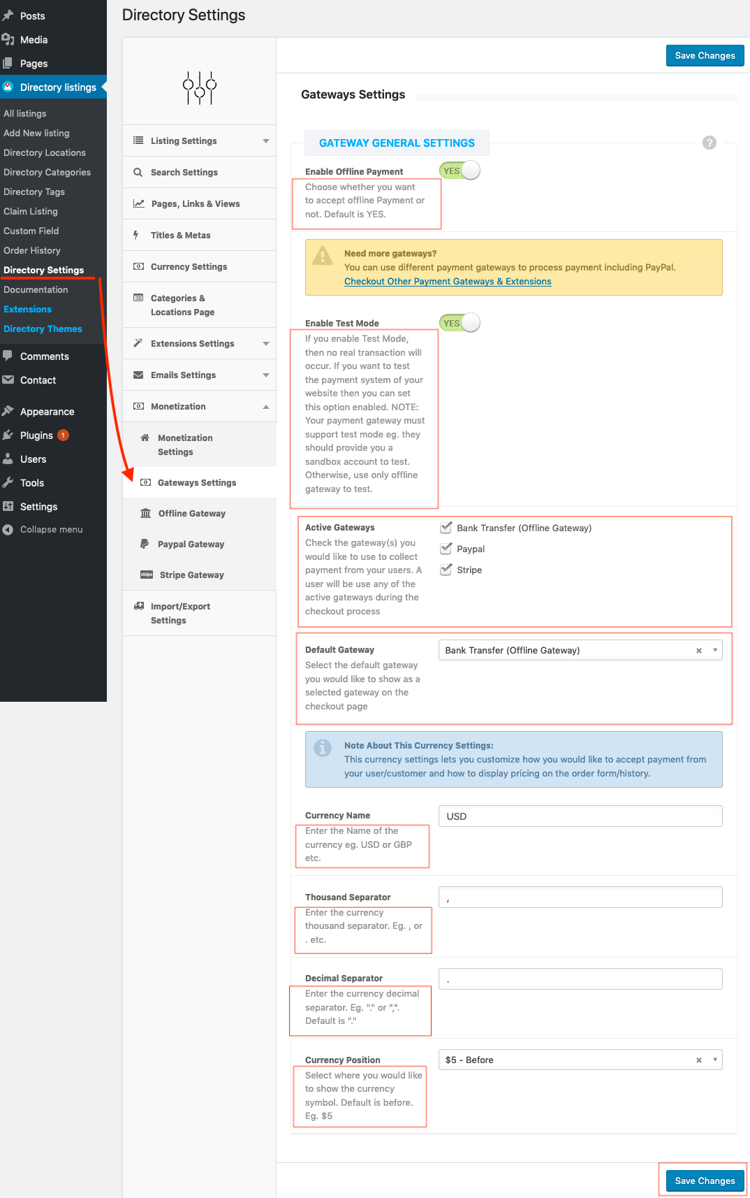 davmail gateway settings