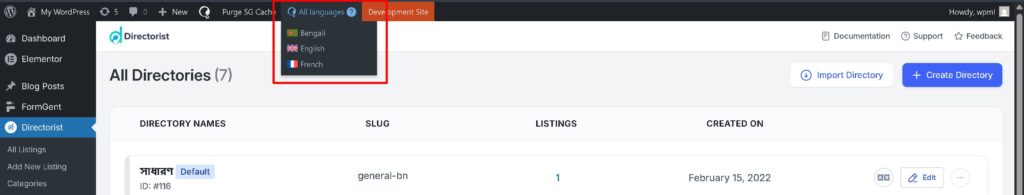 WPML Language Switcher