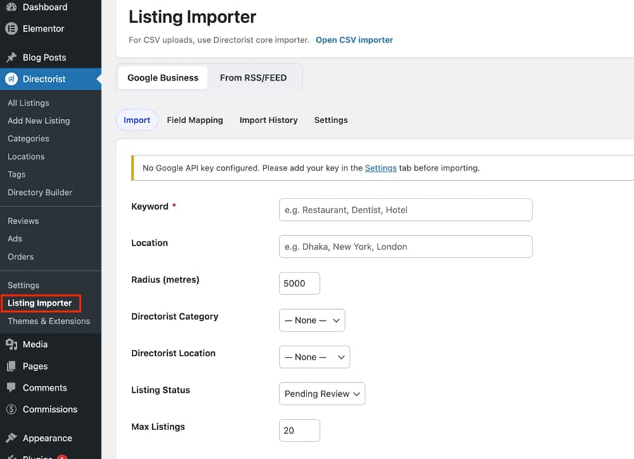 Installing Listing Importer